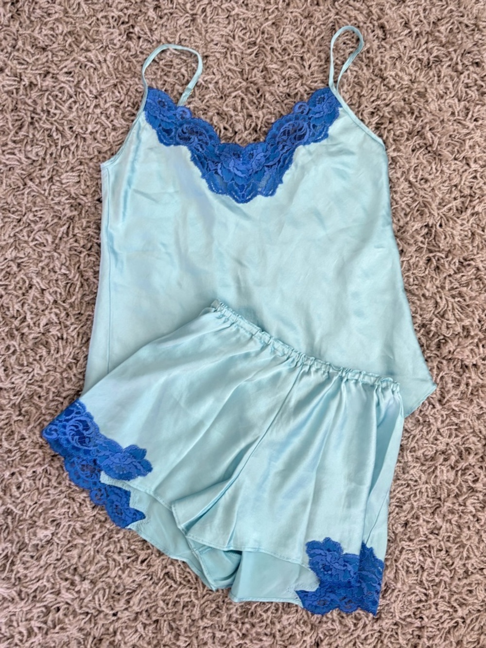 CHRISTINE LINGERIE Bijoux Maison French Silk Lace Sleep Short Cami Set La Perla